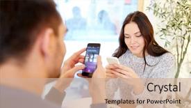  Presentation with dating - Colorful slide set enhanced with people communication and dating concept backdrop and a coral colored foreground