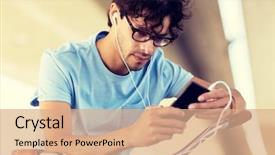  Presentation with information and communication technology in service delivery - Audience pleasing slide deck consisting of people communication technology and lifestyle backdrop and a coral colored foreground