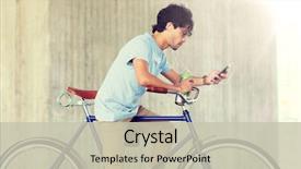  Presentation with people street - Presentation design having people communication technology and lifestyle background and a soft green colored foreground