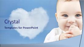  Presentation with happiness - Slide deck enhanced with people concept - adorable baby background and a light blue colored foreground