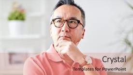  Presentation with asian - PPT theme having people concept - asian man thinking background and a coral colored foreground