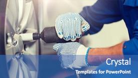  Presentation with mechanic car service repair maintenance - Colorful slide set enhanced with people concept - auto mechanic man backdrop and a teal colored foreground