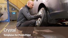  Presentation with mechanic car service repair maintenance - Cool new PPT theme with people concept - auto mechanic man backdrop and a  colored foreground