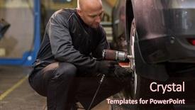  Presentation with mechanic car service repair maintenance - Theme with people concept - auto mechanic man background and a  colored foreground