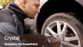 Presentation with mechanic car service repair maintenance - PPT theme consisting of people concept - auto mechanic man background and a  colored foreground