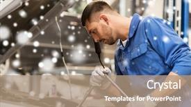  Presentation with mechanic car service repair maintenance - PPT theme featuring people concept - auto mechanic man background and a coral colored foreground