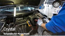  Presentation with digital multimeter - Presentation theme consisting of people concept - auto mechanic background and a tawny brown colored foreground