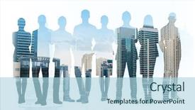  Presentation with business people silhouette - PPT theme consisting of people concept - business people silhouette background and a light blue colored foreground