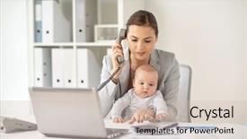  Presentation with motherhood - Audience pleasing presentation design consisting of people concept - businesswoman with baby backdrop and a soft green colored foreground
