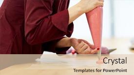  Presentation with pastry cream - Slide deck with people concept - chef with confectionery background and a lemonade colored foreground