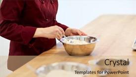  Presentation with cooking chef - Slides enhanced with people concept - chef with flour background and a coral colored foreground