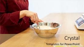  Presentation with cooking chef - Beautiful PPT layouts featuring people concept - chef with flour backdrop and a  colored foreground