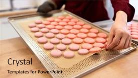  Presentation with cooking chef - Beautiful PPT theme featuring people concept - chef with macarons backdrop and a  colored foreground