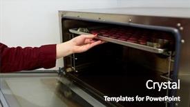  Presentation with cooking chef - PPT theme featuring people concept - chef with macarons background and a  colored foreground