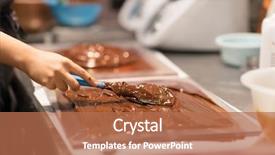  Presentation with chocolate shop - Colorful PPT layouts enhanced with people concept - confectioner making chocolate backdrop and a coral colored foreground