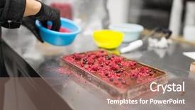  Presentation with chocolate shop - Slide deck consisting of people concept - confectioner making chocolate background and a coral colored foreground