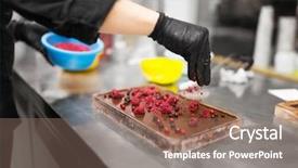  Presentation with chocolate shop - Presentation theme having people concept - confectioner making chocolate background and a coral colored foreground