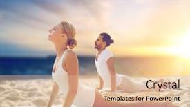  Presentation with yoga - Beautiful presentation theme featuring people concept - couple making cobra backdrop and a lemonade colored foreground