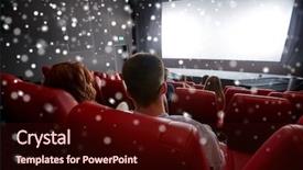  Presentation with movie theater - Colorful slide set enhanced with people concept - couple watching movie backdrop and a wine colored foreground