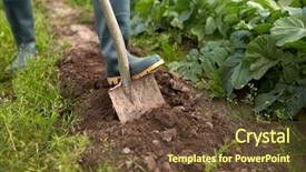  Presentation with farming - Slide deck featuring concept - farmer with shovel digging background and a tawny brown colored foreground
