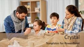  Presentation with nasal medicine - Beautiful slide set featuring people concept - father with medicine backdrop and a coral colored foreground