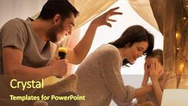  Presentation with father - Presentation theme featuring people concept - father with torch background and a tawny brown colored foreground