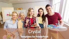  Presentation with creativity - Beautiful PPT theme featuring people concept - group of art backdrop and a coral colored foreground