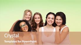  Presentation with women body - Slides having underwear over green natural background background and a coral colored foreground