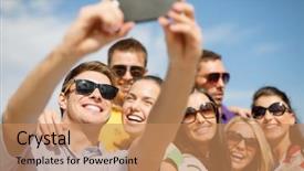  Presentation with shells beach summer holiday - Presentation featuring people concept - group of friend background and a  colored foreground