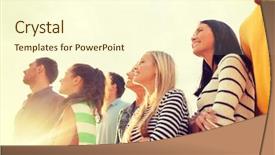  Presentation with happy birthday frame holiday - Presentation featuring people concept - group of friends background and a cream colored foreground