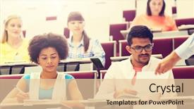  Presentation with high school students - Cool new PPT theme with people concept - group of international backdrop and a  colored foreground