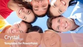  Presentation with summer holiday move - Cool new presentation design with people concept - group of smiling backdrop and a coral colored foreground