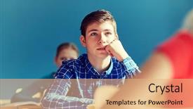  Presentation with cognitive theory learning concept - Audience pleasing theme consisting of people concept - group of student backdrop and a coral colored foreground