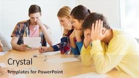  Presentation with students thinking - PPT theme having people concept - group of student background and a  colored foreground