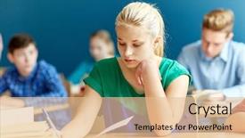  Presentation with cognitive theory learning concept - Presentation theme enhanced with people concept - group of students background and a lemonade colored foreground