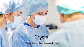  Presentation with surgery room - Slides enhanced with people concept - group of surgeons background and a light blue colored foreground