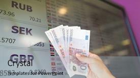  Presentation with digital finance - Cool new PPT layouts with people concept - hand with euro backdrop and a light gray colored foreground