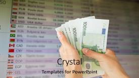  Presentation with digital euro - Theme enhanced with people concept - hands with euro background and a coral colored foreground