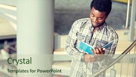  Presentation with african american high school - Presentation design having people concept - happy african american background and a  colored foreground