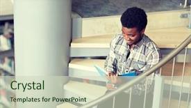  Presentation with african american high school - Beautiful PPT layouts featuring people concept - happy african american backdrop and a soft green colored foreground