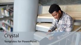  Presentation with african american high school - Cool new theme with people concept - happy african american backdrop and a light blue colored foreground