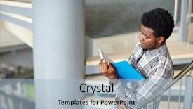  Presentation with african american high school - Presentation theme enhanced with people concept - happy african american background and a light blue colored foreground