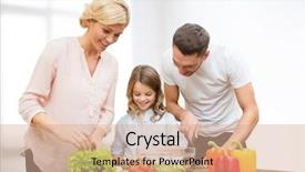  Presentation with food white - Slides having people concept - happy family cooking background and a coral colored foreground