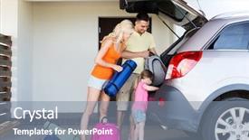  Presentation with car parking - Slide deck with people concept - happy family pack background and a seafoam green colored foreground