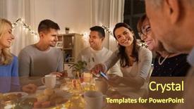  Presentation with tea party - Presentation theme consisting of smartphone having tea party background and a tawny brown colored foreground