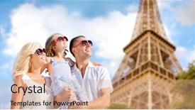  Presentation with family tourism - Presentation enhanced with people concept - happy family background and a coral colored foreground