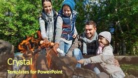  Presentation with family tourism - Slide deck having people concept - happy family background and a tawny brown colored foreground