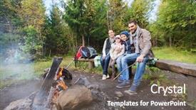  Presentation with family tourism - Slide deck enhanced with people concept - happy family background and a violet colored foreground