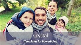  Presentation with tourism selfie - Theme enhanced with people concept - happy family background and a ocean colored foreground