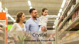  Presentation with family shopping - Presentation design featuring people concept - happy family background and a coral colored foreground